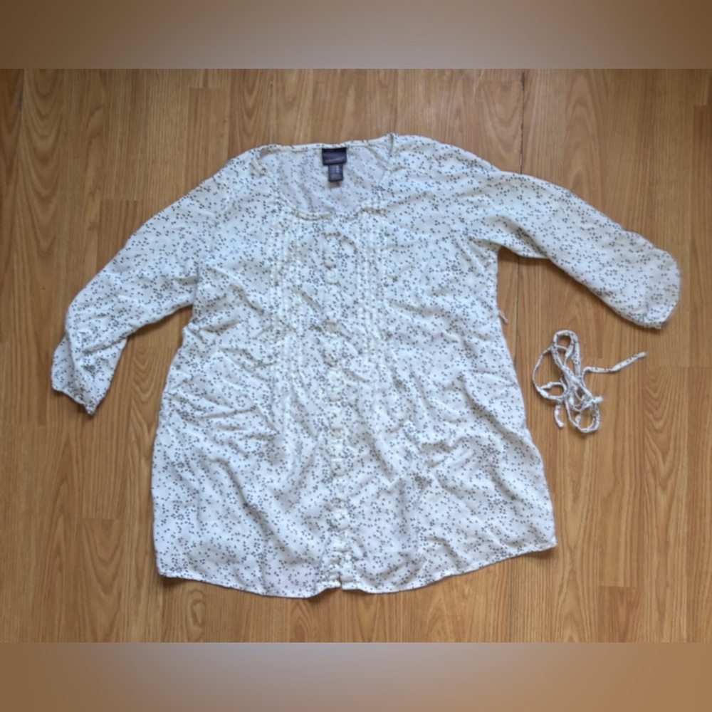Motherhood Ivory Blouse with Black Pattern